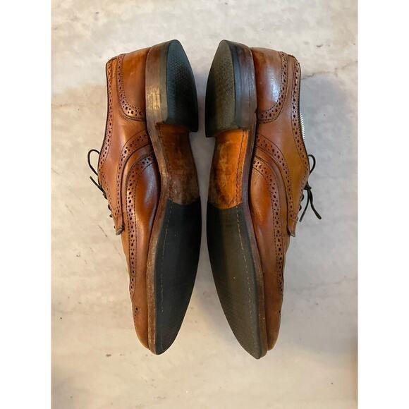 Allen‎ Edmonds Stuttgart Men Size 11 Brown Whiskey Leather Brogue Oxford READ - Picture 3 of 11